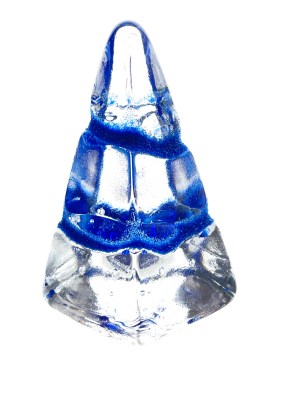 Paperweight Pyramid with Medium Blue Veins_Side View